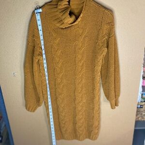 Cozy Mustard Cable Knit Turtleneck Sweater